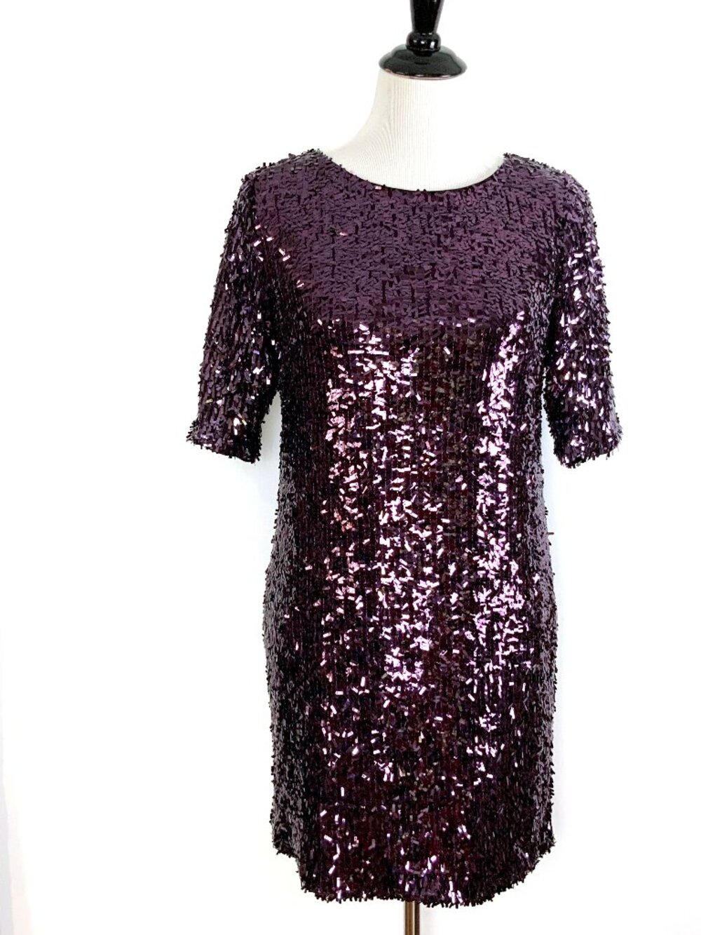 Rachel Roy Heart of Darkness Violet Purple Sequin Mini Sheath Dress Size 4